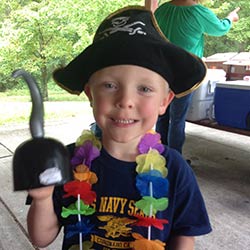 Young boy dressed as a pirate