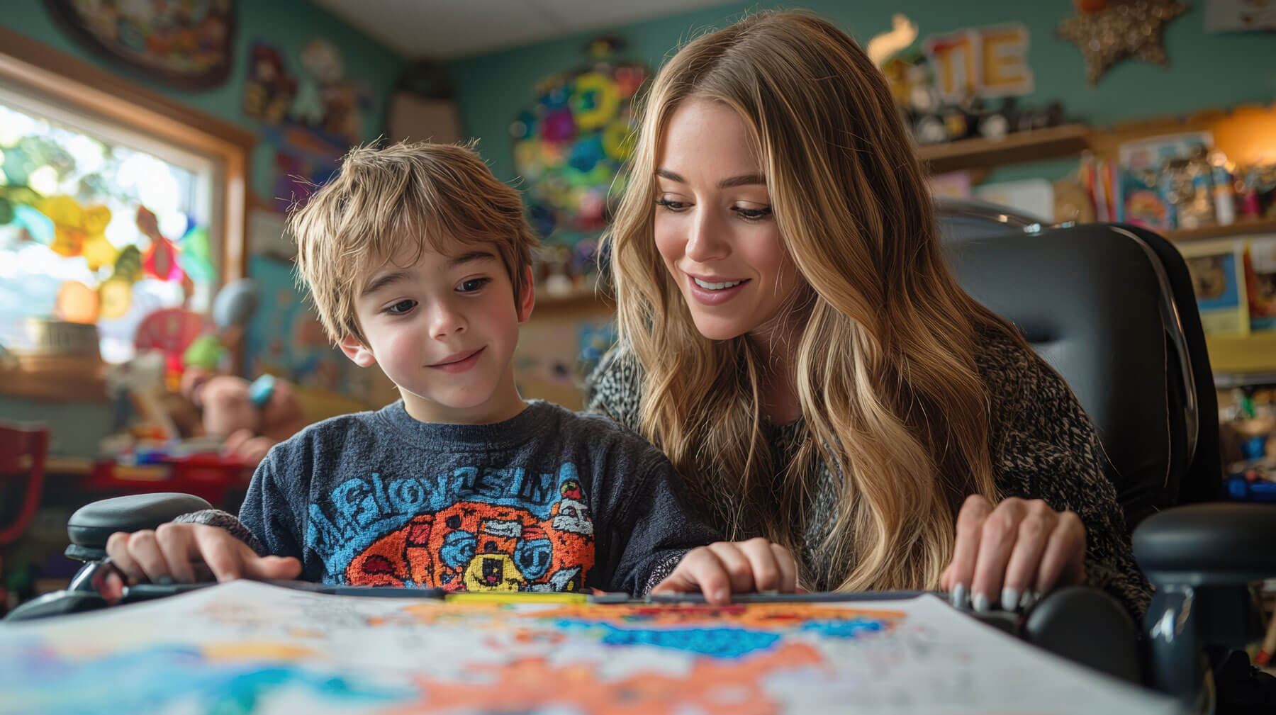 Aba Therapy Boy With Woman Therapist